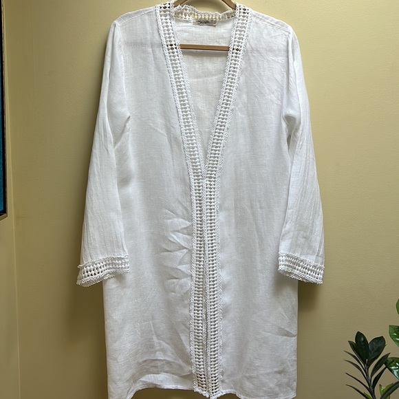 LUNGO L’ARGO 100% linen long shirt, L - Picture 3 of 9